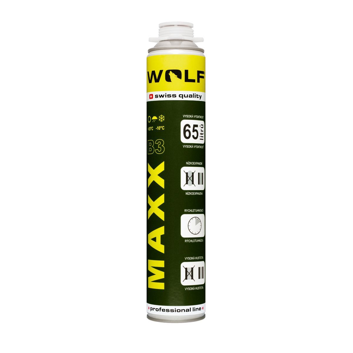 Montážní pěna WOLF MAXX 65l nízkoexpanzní pistolová 850ml